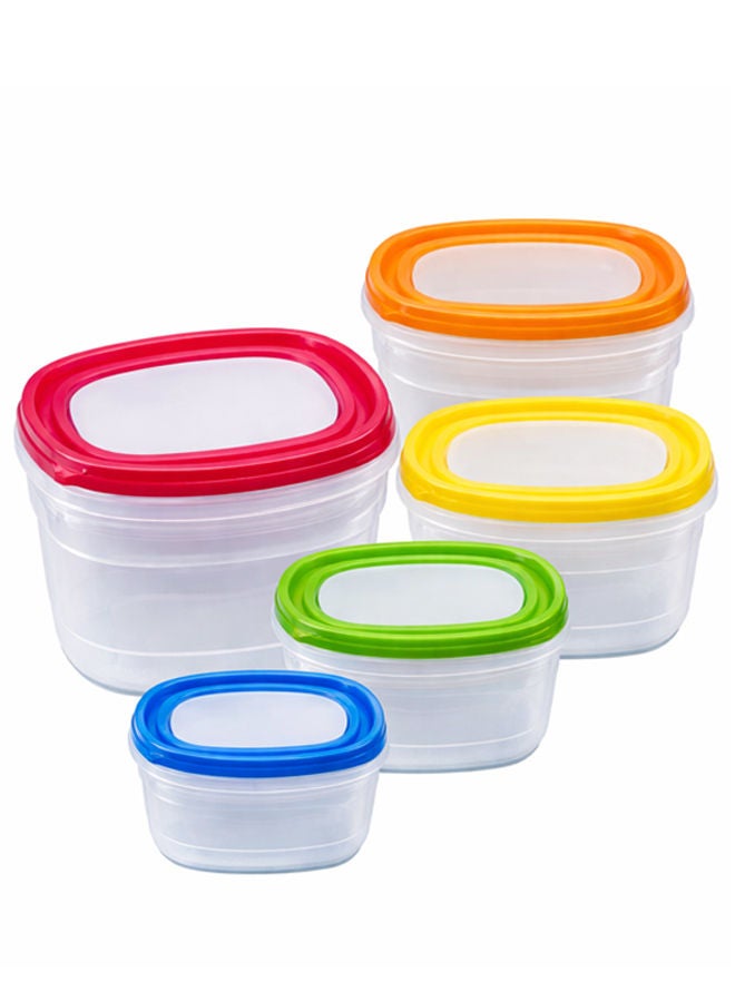 فلو مجموعة حاويات تخزين طعام مكونة من 5 قطع مع أغطية، حاويات بلاستيكية لتحضير الوجبات، محكمة الإغلاق ومقاومة للتسرب، قابلة للتكديس، آمنة للاستخدام في الميكروويف والفريزر وغسالة الصحون، أحجام متعددة (كبير جدًا، كبير، متوسط، صغير) - Image 1